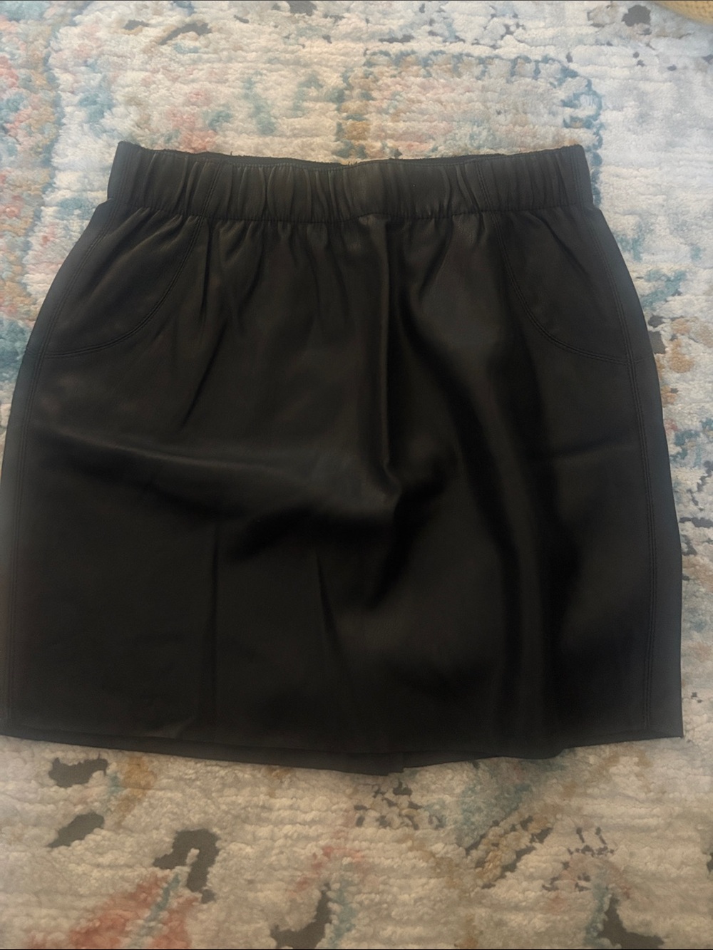 Vero Moda Black Faux Leather Elastic-Waist Mini Skirt
